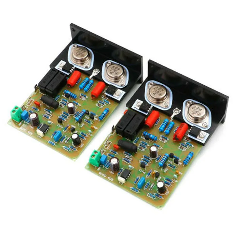 One Pair QUAD405 Clone MJ15024 100W+100W 8R Amplifier Finished Board w/ Angle Aluminum