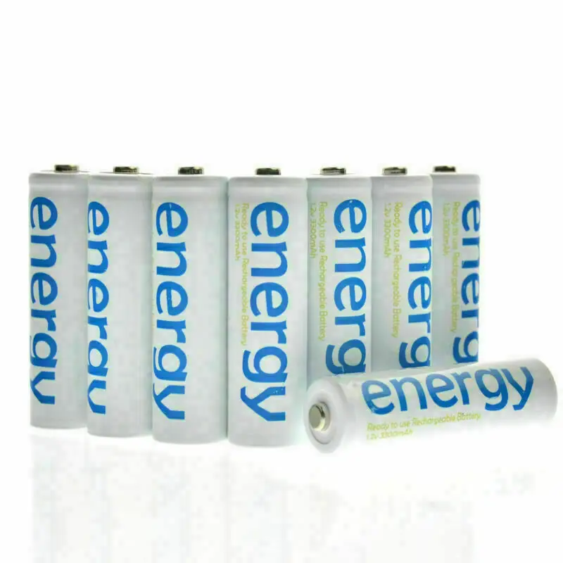 Pilha branca recarregável da bateria da energia de 8 pces aaa 3a 2000mah 1.2v ni-mh para rc mp3