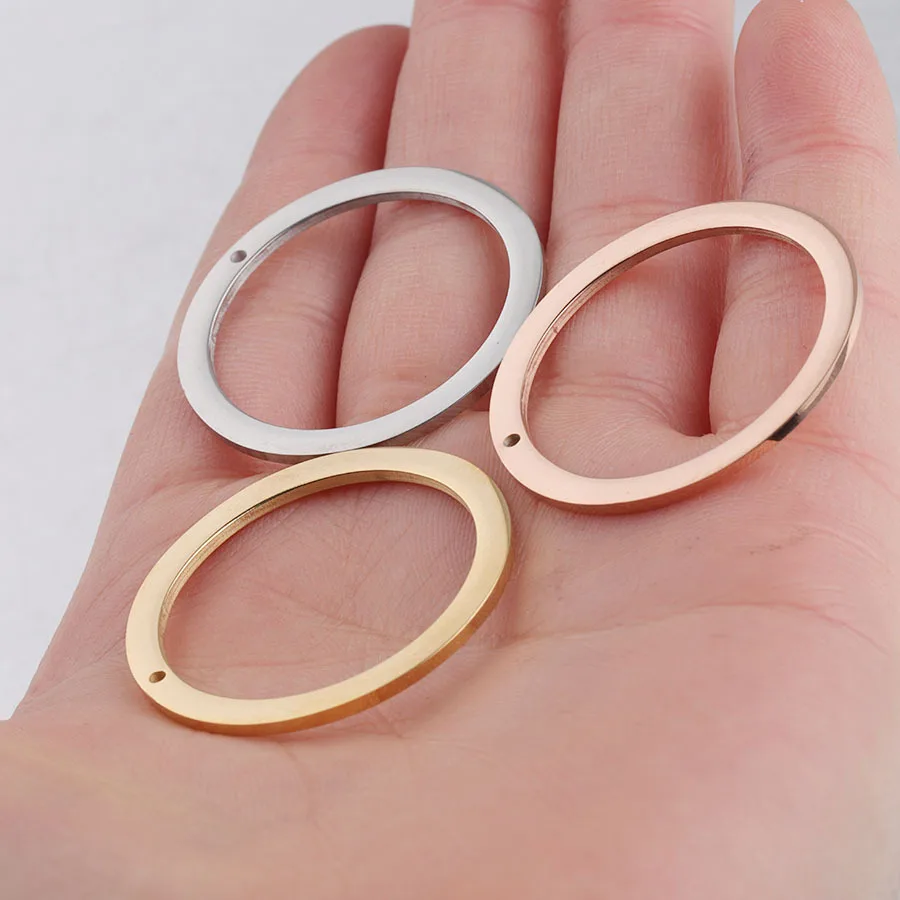 20pcs Rose Gold Color Stainless Steel Mirror Polish Round Circle Charm for Necklace DIY Women Handmade Jewelry Metal Classic