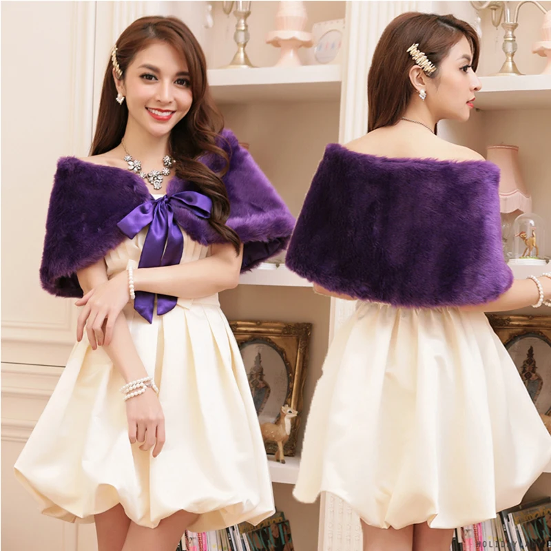 Winter Warm Fur Shawl Bridal Boleros 8 Colors Women Bolero Faux Fur Cape Shawl Wedding Evening Party Dress Capes Prom Coat Shrug