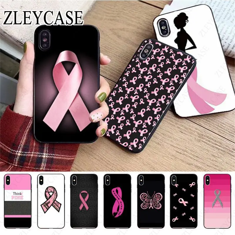 pink Ribbon Girl Breast Cancer Phone Case For iphone 13pro 14pro 15pro 12pro 11pro xs max 7 8 XR 12mini 15plus 13mini SE Cover