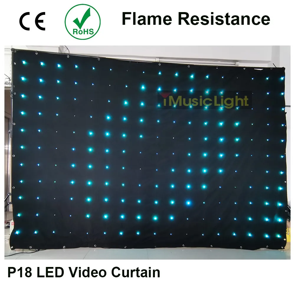 P18 2M X 3M 80 Animated รูปแบบ187Pcs LEDs Motion ผ้าม่าน LED RGB Tri LED Star ผ้าผ้าม่าน