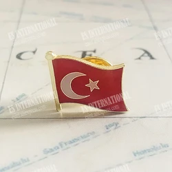 Turkey National Flag Crystal Epoxy Metal Enamel Badge Brooch Collection Souvenir Gifts Lapel Pins Accessories Size1.6*1.9cm