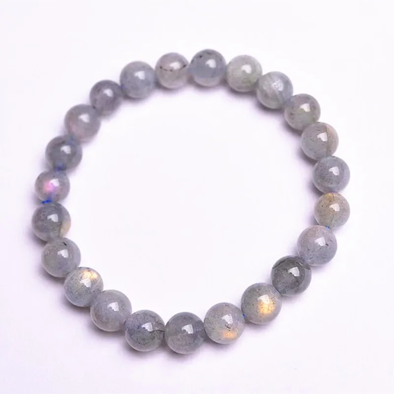 

Bracelet Nature 6MM-8MM Labradorit Stone Round Ball Bead purple Moonstone Girl Bracelet