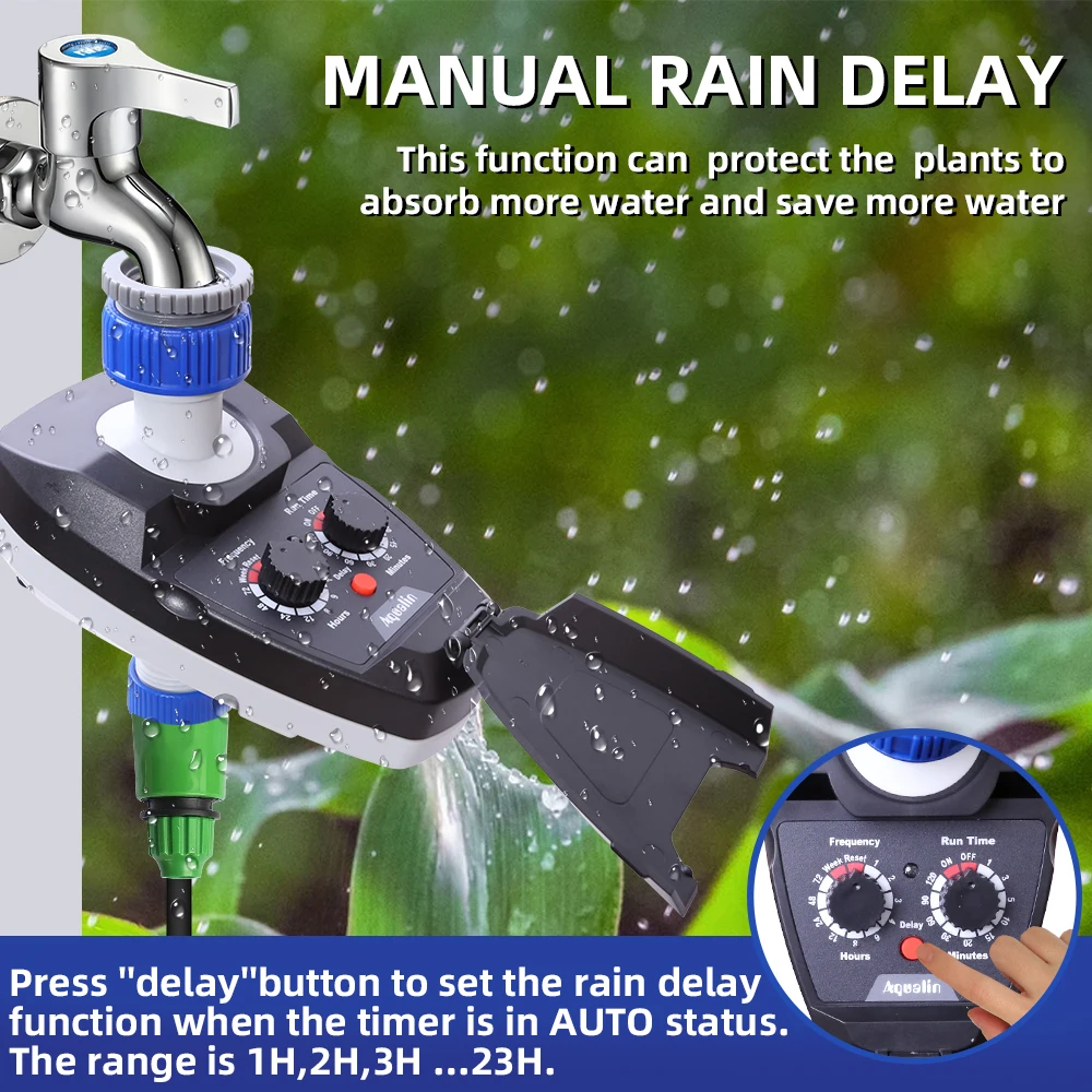 New Arrival  Garden  Watering Timer Irrigation Solenoid Valve Controller System with Rain Sensor Hole and Rain Delay #21089