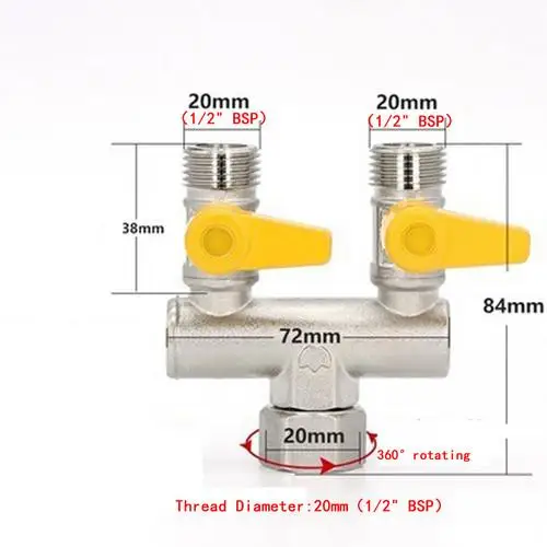 Elettrovalvola DN15 U/T/F/H Type Shape Natural Gas Valve Hot Water Ball Rotatable Interface Combinations Home Garden Irrigazione — dettaglio 2