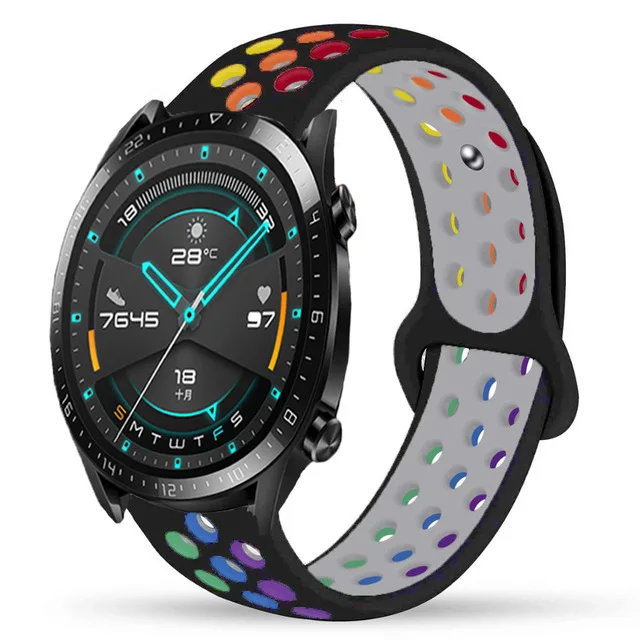 Rainbow Sports bands For Huawei Watch GT 2 42mm 46mm For Honor Magic 2 Fashion Silicone Replacement Strap Band Wrist Bracelet