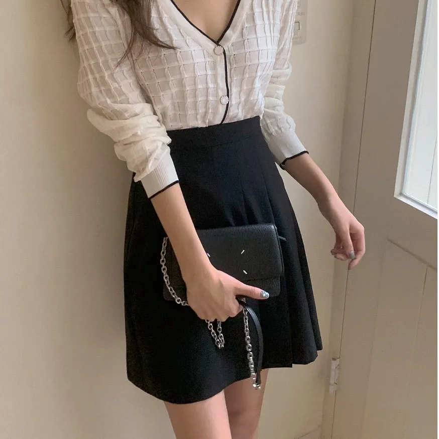 New A Line Japanese Harajuku Autumn Winter Women Skirt High Waist Solid Female Korean Streetwear Elegant Long Skirts New