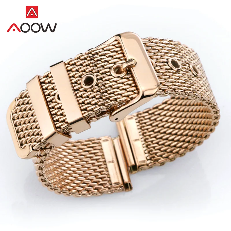 Universal Milanese Loop Band Stainless Steel Strap 18mm 20mm 22mm 24mm Men Women Rose Gold Metal Replacement Watchband Bracelet