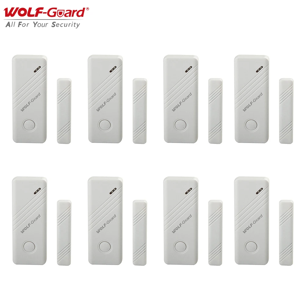 

8Pcs Wolf-Guard Wireless Contact Door & Window Magnet Sensor Detector Sensitive Accessories for Home Alarm Security System