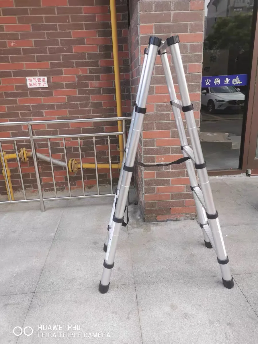 1.4m retractable folding aluminum herringbone ladder, can be used as a single-sided straight ladder, multi-function household/li