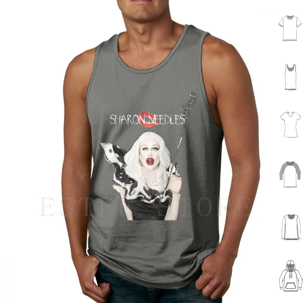 Sharon Needles Tank Tops Vest Cotton Drag Queen Sharon Needles Rupauls Drag Race Rupauls Drag Race Smoking Lipstick Pretty Cute