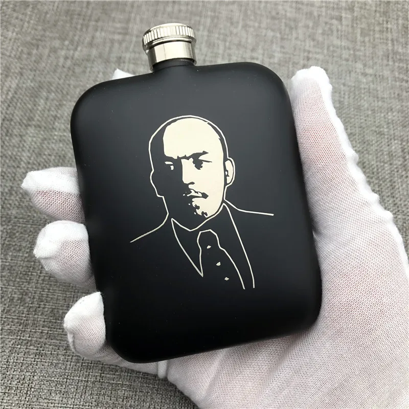 Customized 304 Stainless Steel Hip Flask Lenin Soviet Union 6 OZ 170ML Food Grade Flask For Alcohol Vodka Whisky Outdoor Gadgets