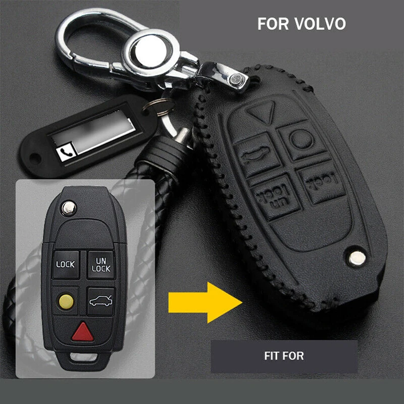 

1 Pcs Fashion Genuine Leather Flip Car Key Fob Case Cover Bag Skin Protector For VOLVO S60 S80 V70 XC70 XC90 Stying Accessories