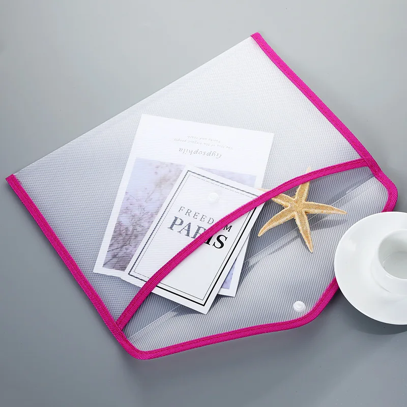 2021 New A4 Transparent Lightweight File Bag Portable Waterproof Folder Document Holder with Button Storage School Test Paper