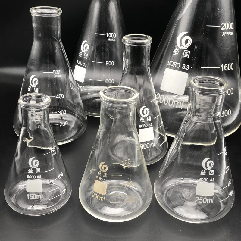 Thicken Glass Erlenmeyer Flask Laboratory Conical Flask  Borosilicate 3.3 High Temperature Resistance Measuring Glass