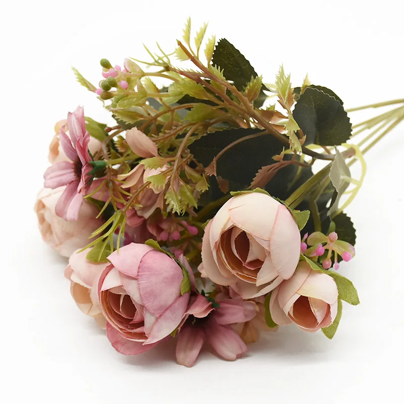1 Bunch 5 Gabeln 12 Köpfe Künstliche Blumen Günstige Vasen Home Dekoration Zubehör Hochzeit Diy Braut Freiraum für Foto Requisiten