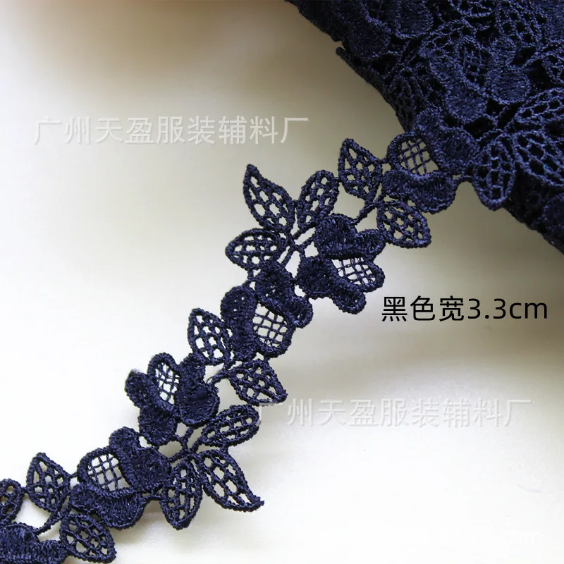 2yards Polyester Blue pink Flower Lace Trims Water Soluble Lace Ribbon DIY Necklace Ornaments Wedding Clothes Accessories 3cm