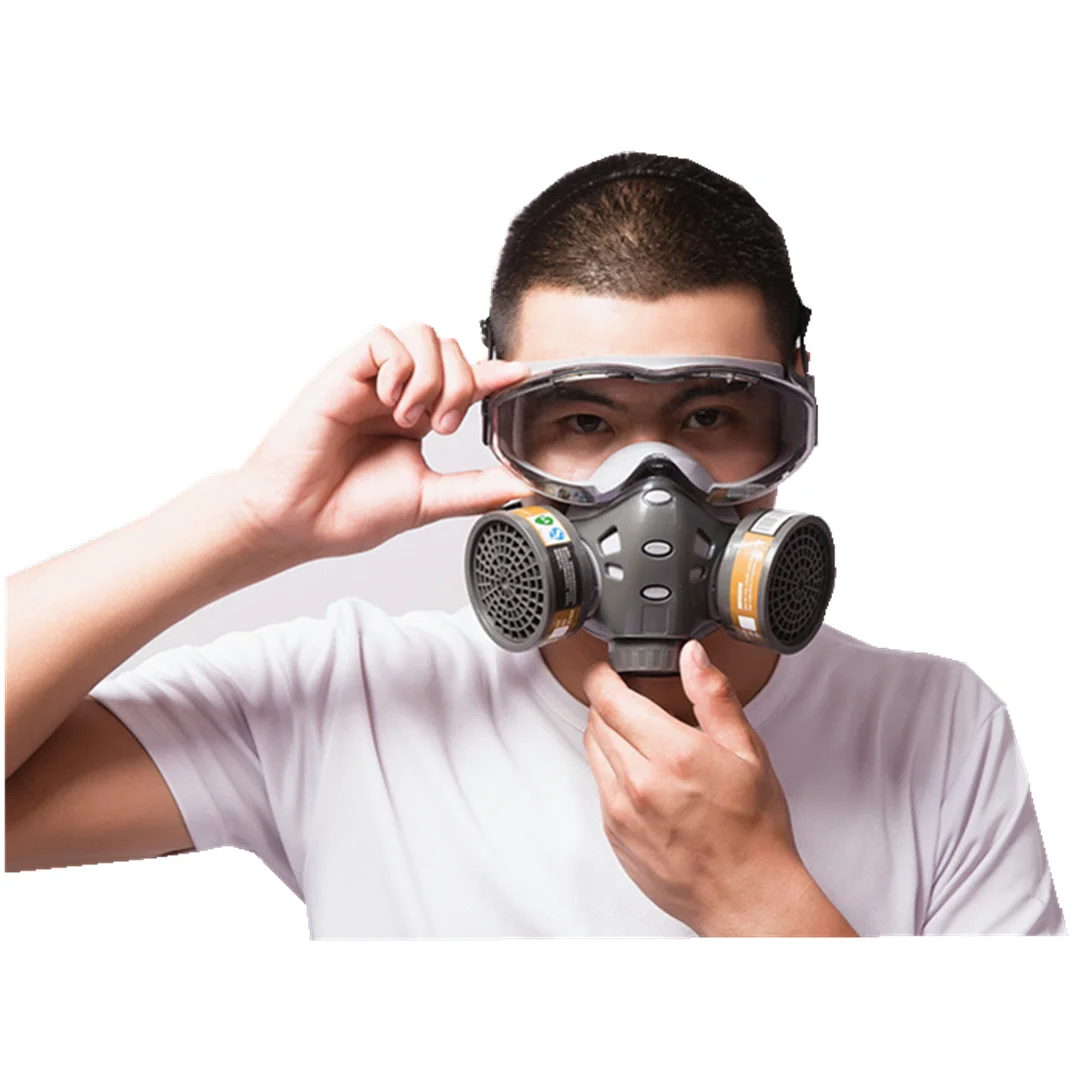 Máscara de Gas con filtros activada, gafas de seguridad de carbono, máscara protectora para pintura en aerosol, decoración de pesticidas, respirador