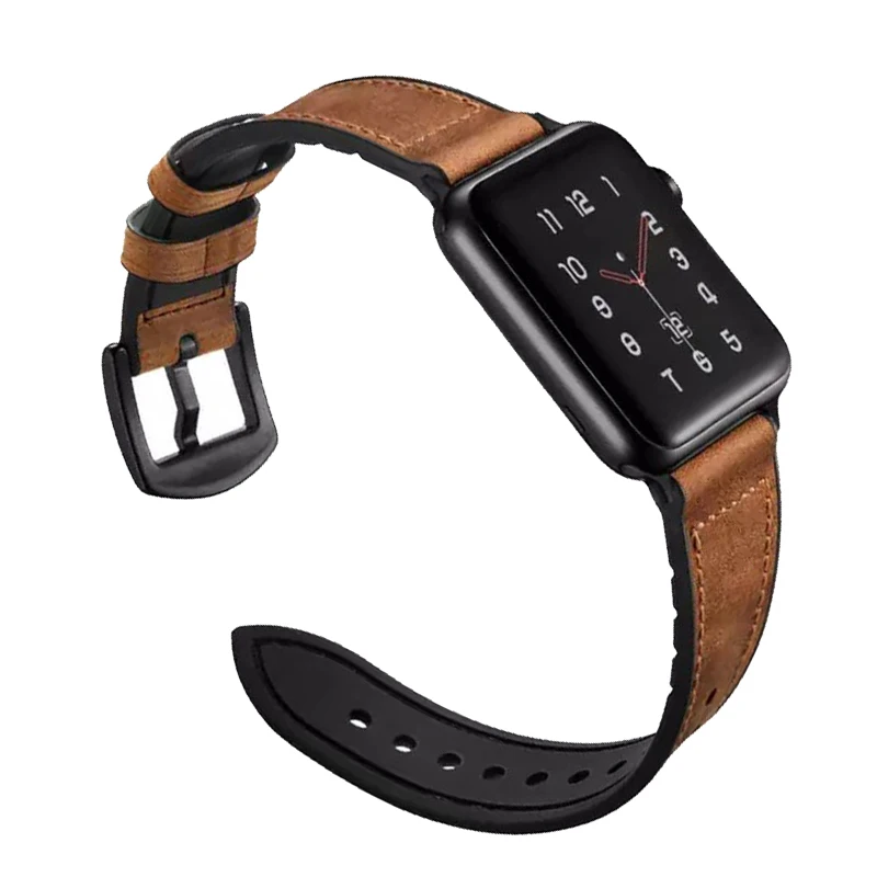 strap for apple watch band 4 5 44mm 40mm apple watch band 42mm 38mm iwatch belt 3/2/1 silicone&Vintage Genuine Leather bracelet