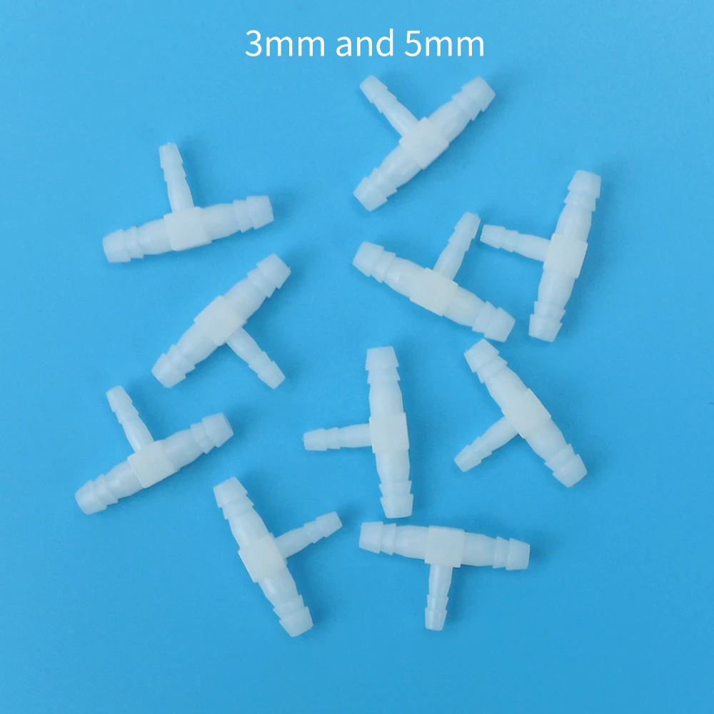 10pcs 3-5mm PE Plastic Tee Joint Hose Connectors Aquarium Accessories Water Tank Air Pump Tube Garden Water Connector Dental Lab