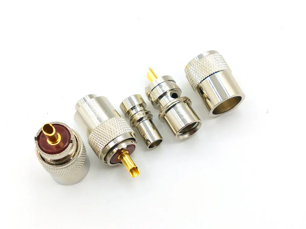 Imagem -05 - Conector de Solda Macho rf Plug Latão Cabo Coaxial Rg58 Uhf Uhf Pl259