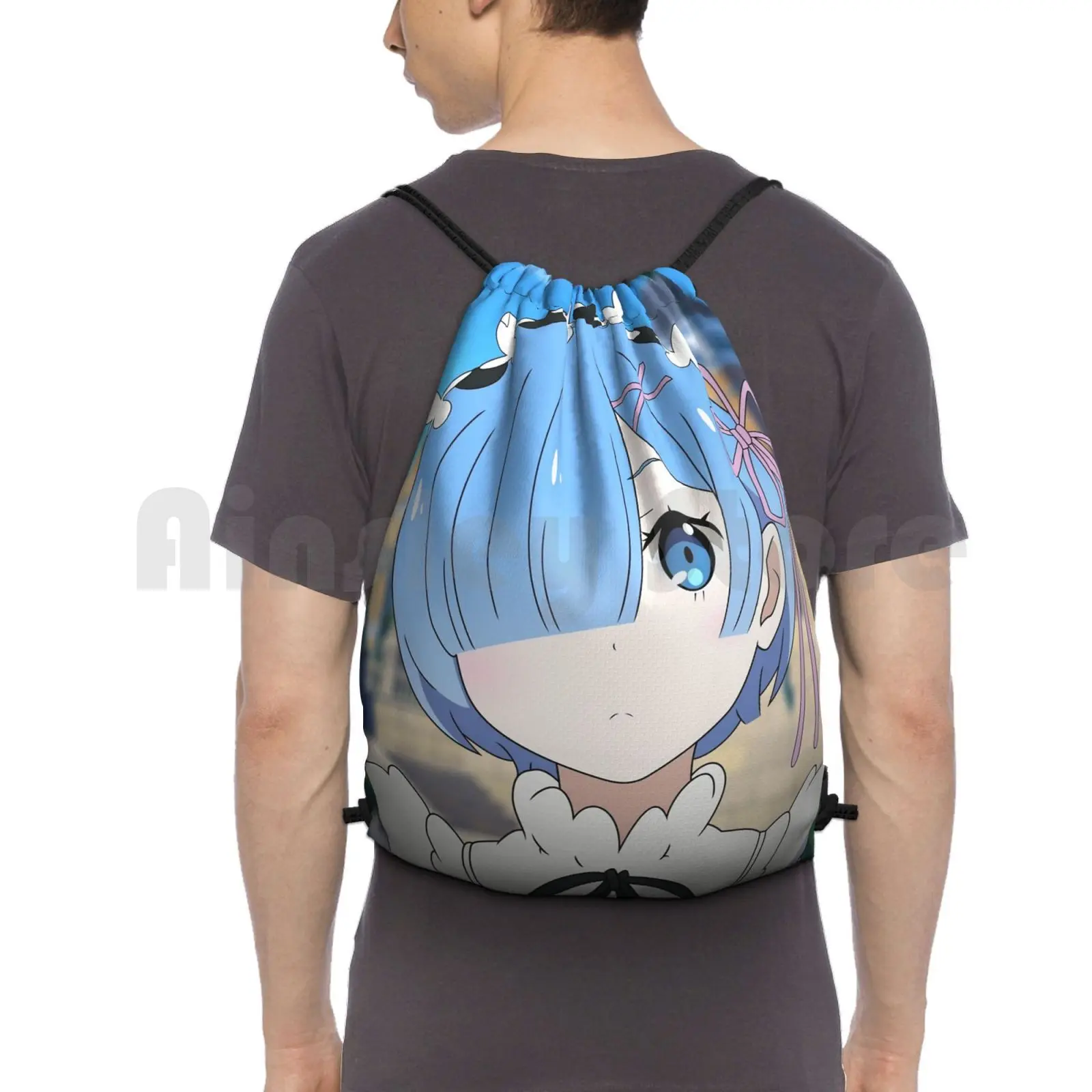 Rem Backpack Drawstring Bag Riding Climbing Gym Bag Rem Re Zero Staring A Life In Another World Anime Manga Japan