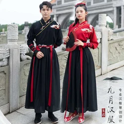 Adult Men Women Ancient Chinese Men Stage Costume Hanfu Festival Stage Performance Folk Dance Traditional Chinese Couples Dress