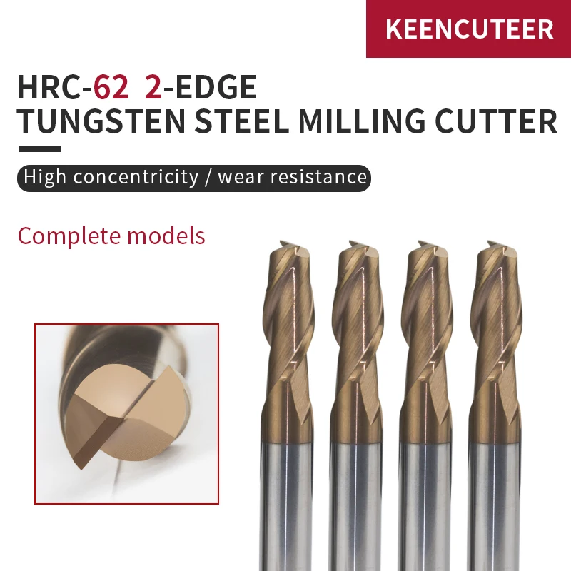 

HRC62 2 Flutes End Mill 4mm 20mm Tungsten Steel Straight Shank Milling Cutter CNC Machines Tools Alloy Coating Carbide for Lathe