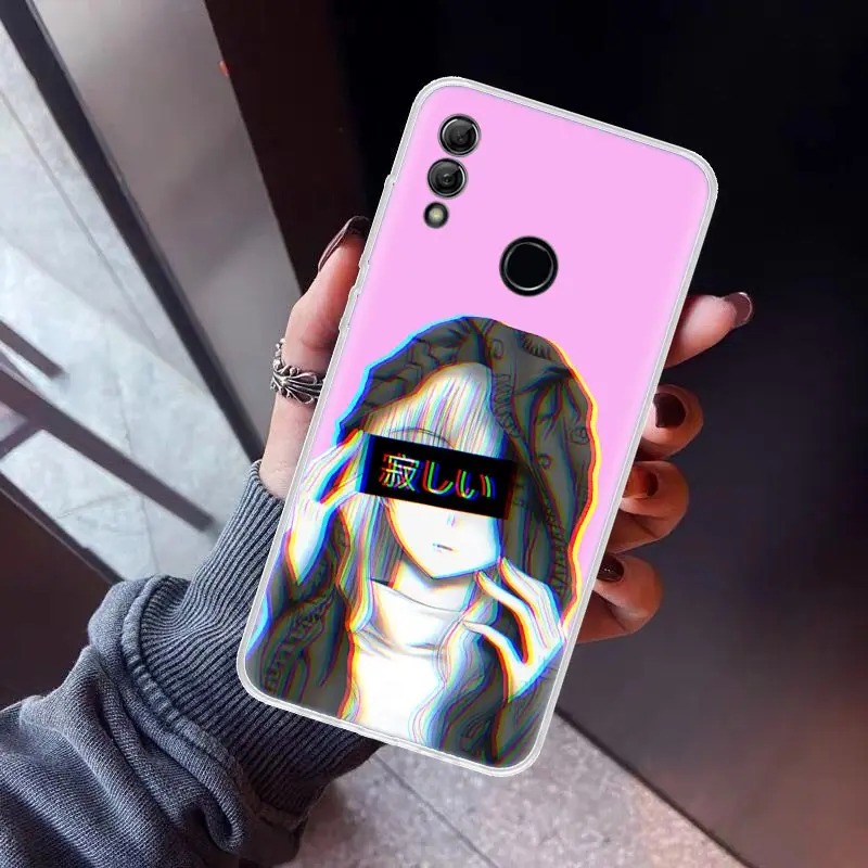 Sad Anime Aesthetic Senpai Phone Case For Huawei Y5 Y6 Y7 Y9S Honor 9 10 Lite 8A 8X 8S 9X P Smart Z 2019 7X 7A Soft TPU Back Cov