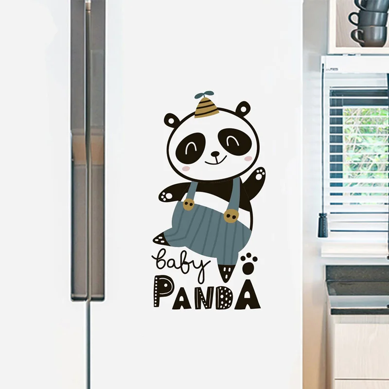 Cartoon Cute Baby Panda Wall Sticker Kids Room Home Decoration Removable Mural Living Room Bedroom Wallpaper Decorative Stickers