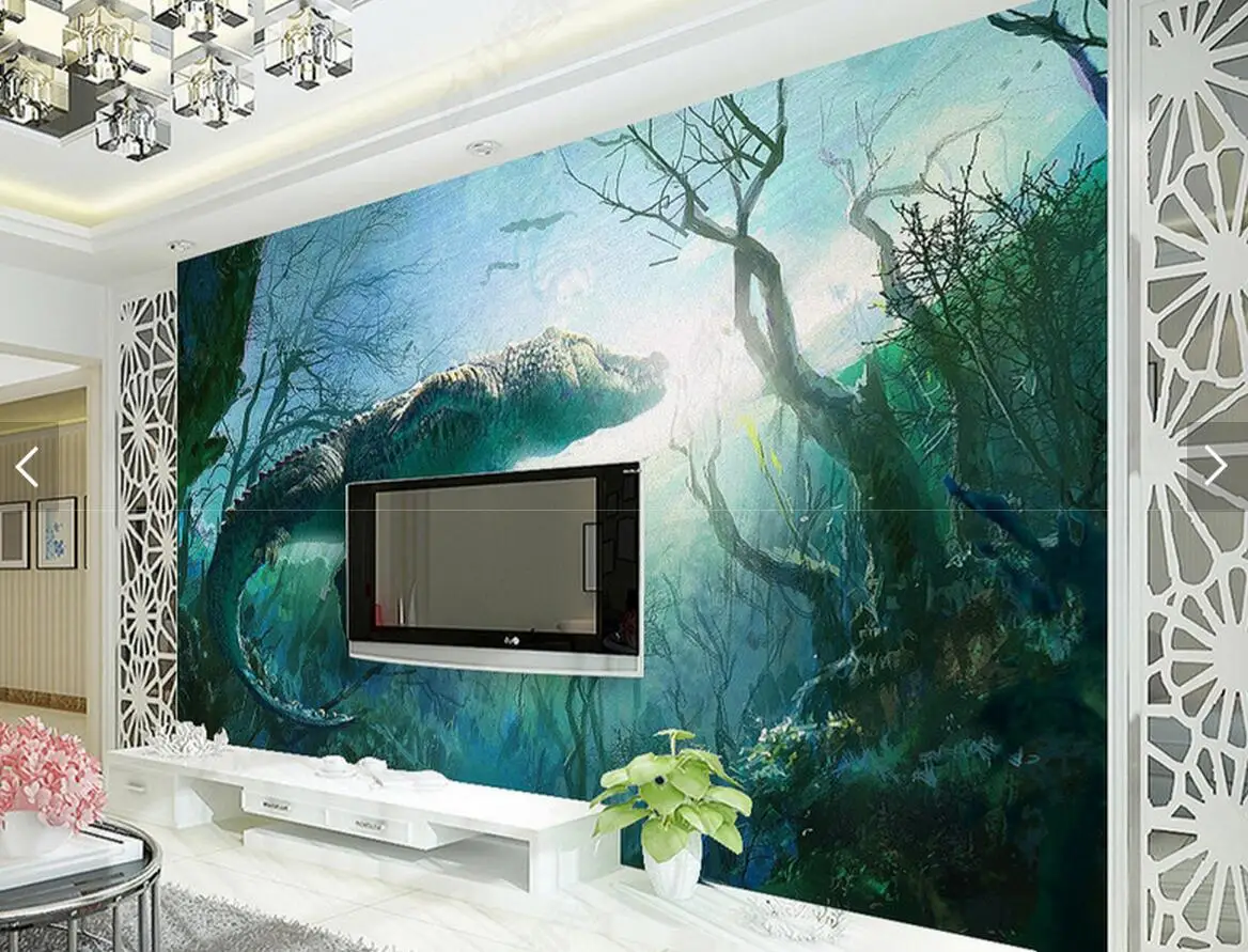 Sea World Crocodile Photo Mural Wall Paper Rolls for Living Room Bedroom Home Decorative  Art Painting Cayman coverings