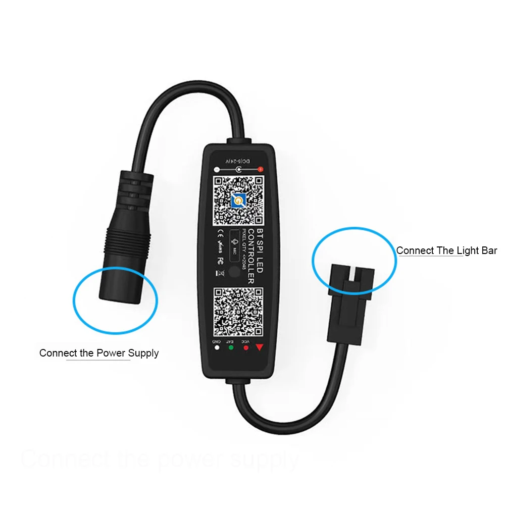 Mini Bluetooth-Compatible Smart Symphony Music Controller WS2811 WS2812B Light Strip APP Dimmer DC5-24V For Car Ambient Lamp