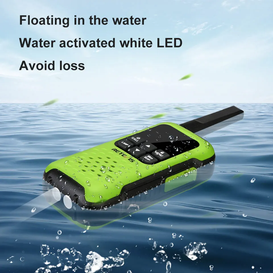 Walkie-talkie impermeable IP67, Radio bidireccional flotante, 2 piezas, batería AA recargable PMR 446 incluida, Kayak de pesca RT649P