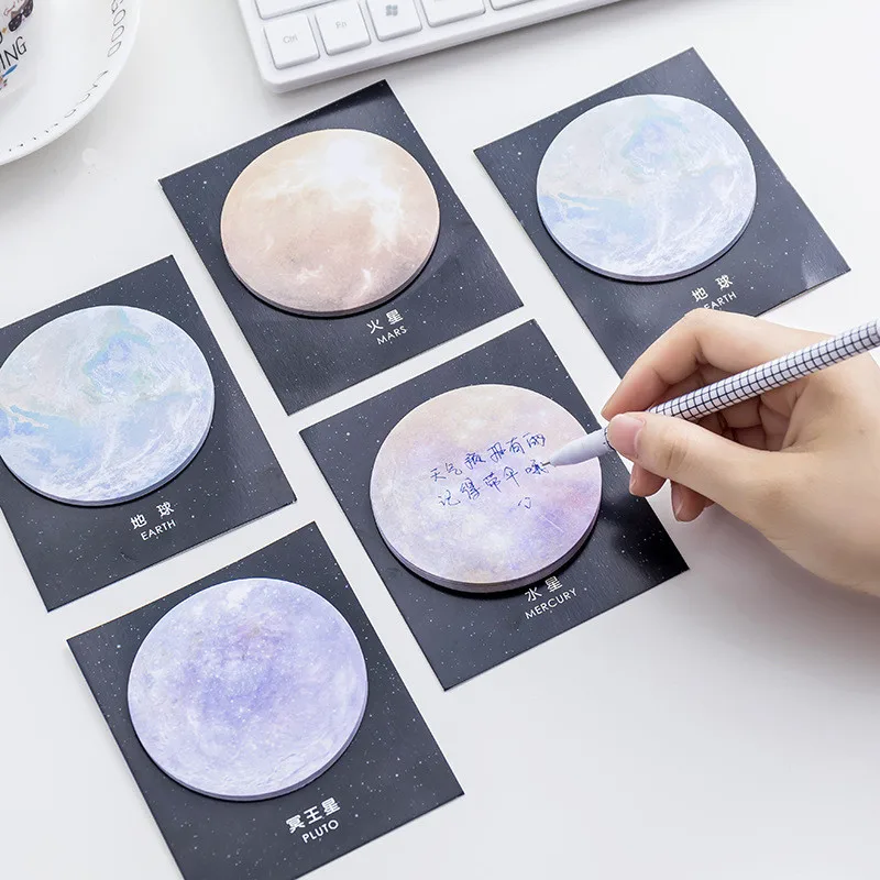 1Pcs/Pack Stationery Stick Planet Earth Pluto Moon Mini Memo Pad N Times Sticky Notes School Supply Bookmark Label 30 Sheets