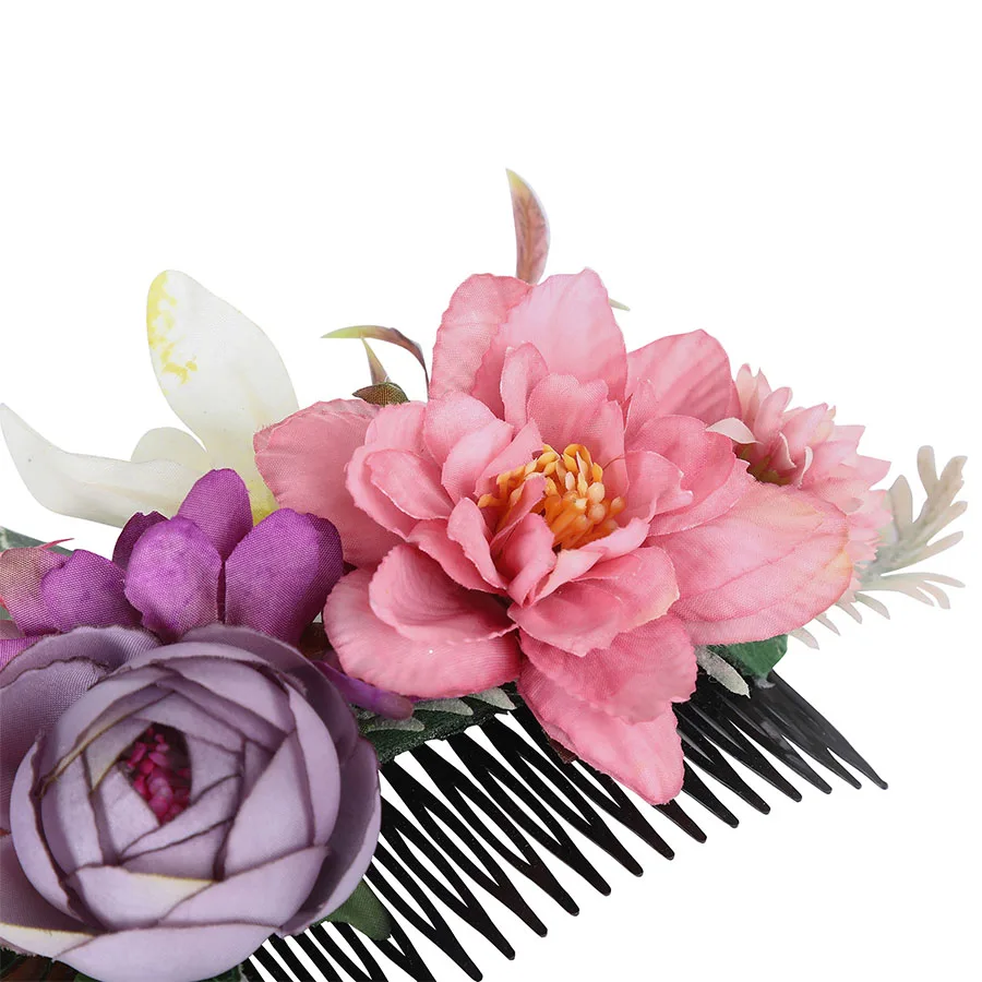 Haimeikang New Fashion Head Comb Artificial Flower Head Comb Party Wedding For Women Elegant Headdress Festival Hair Accessories