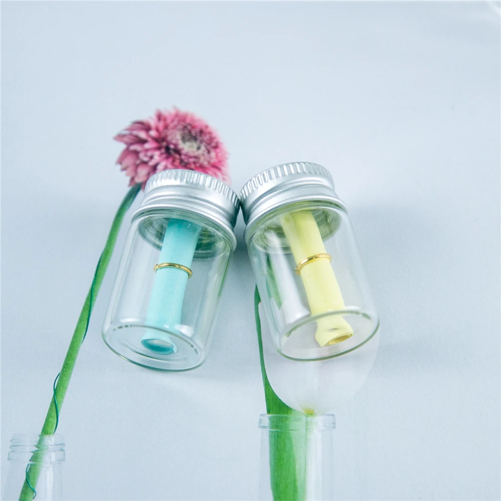 

100Pcs 6ml Glass Container with Silver Aluminum Cap Small Clear Craft Vial Wishing Cosmetic Refillable Perfume Bottles