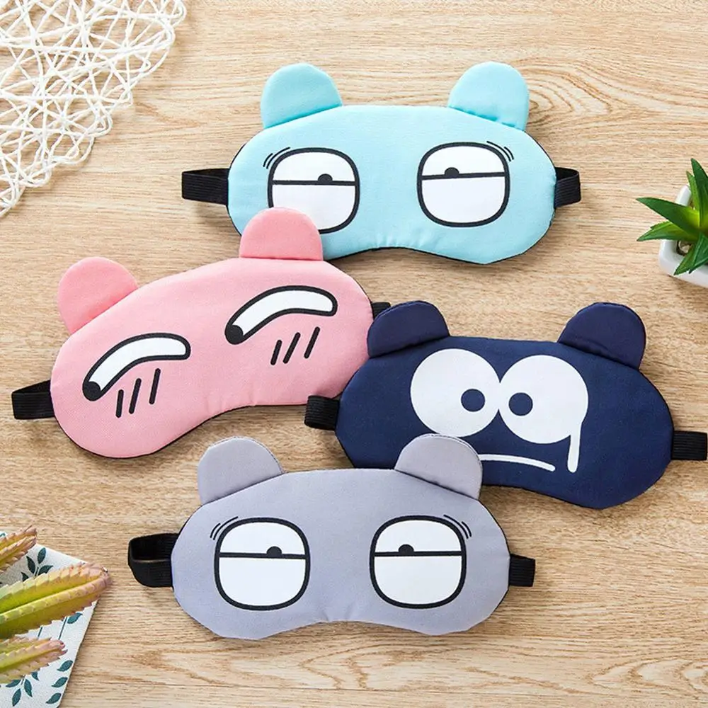 Cartoon Funny Expression Eye Mask Soft Travel Sleeping Mask Cover Relax Eye Blinder Eyepatch Sleep Aid Kids Protective Blindfold