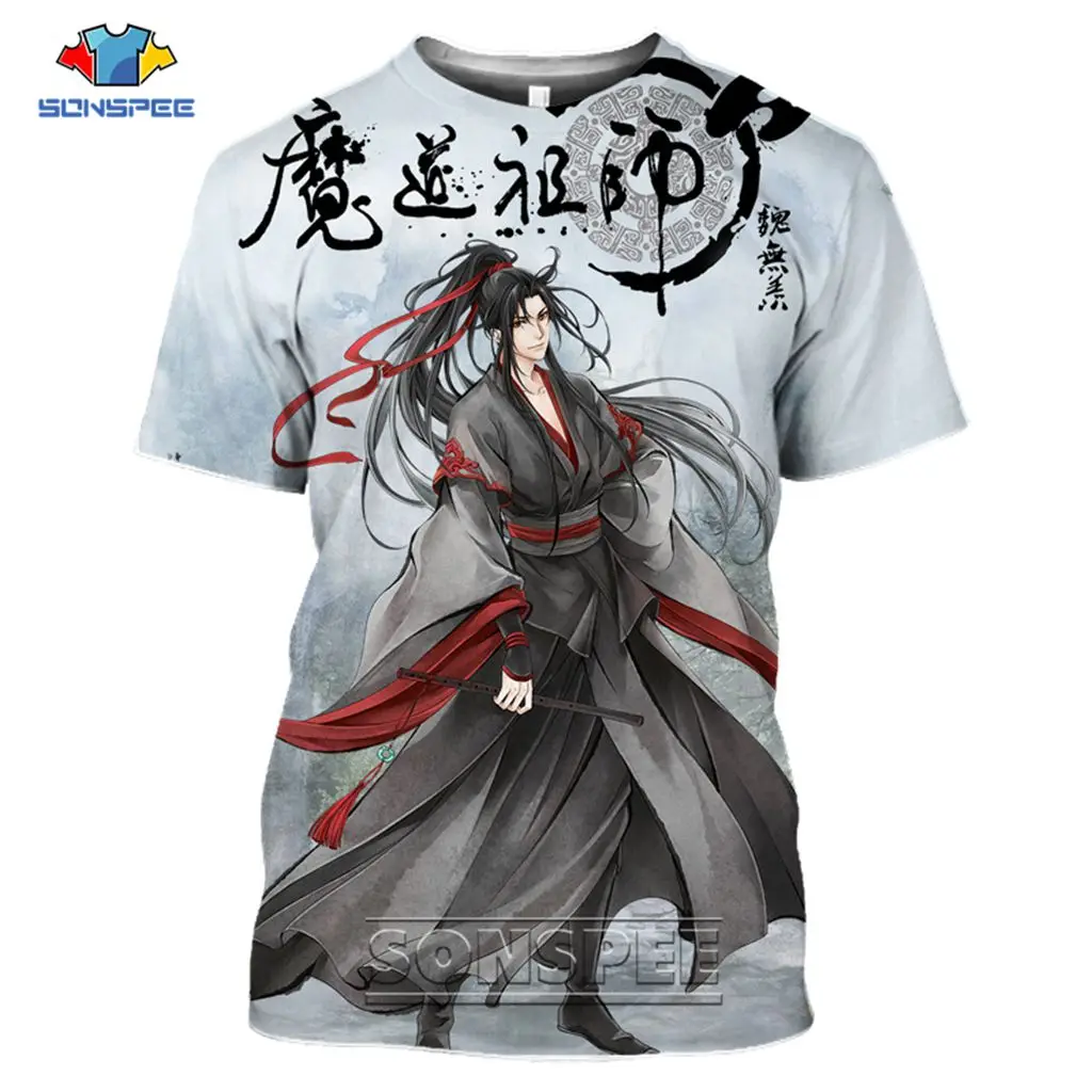 SONSPEE Mo Dao Zu Shi Men Woman shirt  Interesting T-shirts 3D print Anime Harajuku Chinese style tee O-neck Short sleeve street