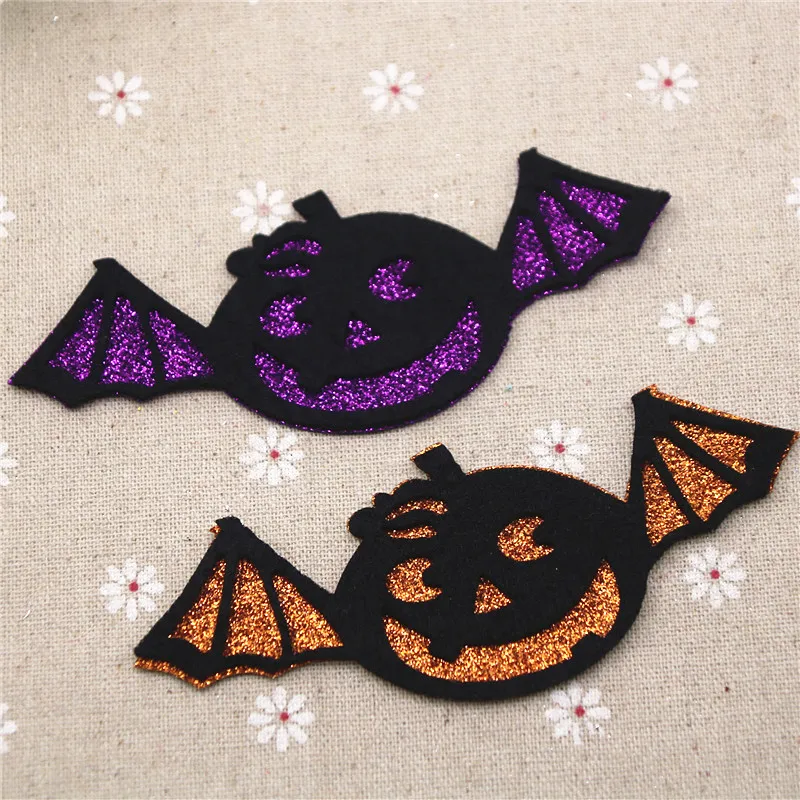 10pcs Non-woven patches Halloween Pumpkin/Bat/Ghost Felt Appliques for clothes Sewing Supplies diy craft ornament