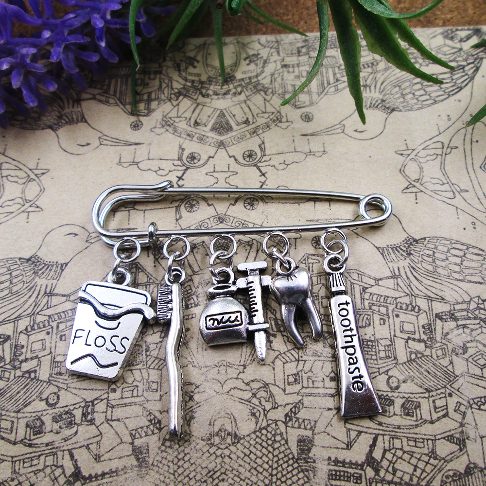 dentist protect teeth kilt pin brooch enjoy the life charm brooch mother's day present friend birthday gift