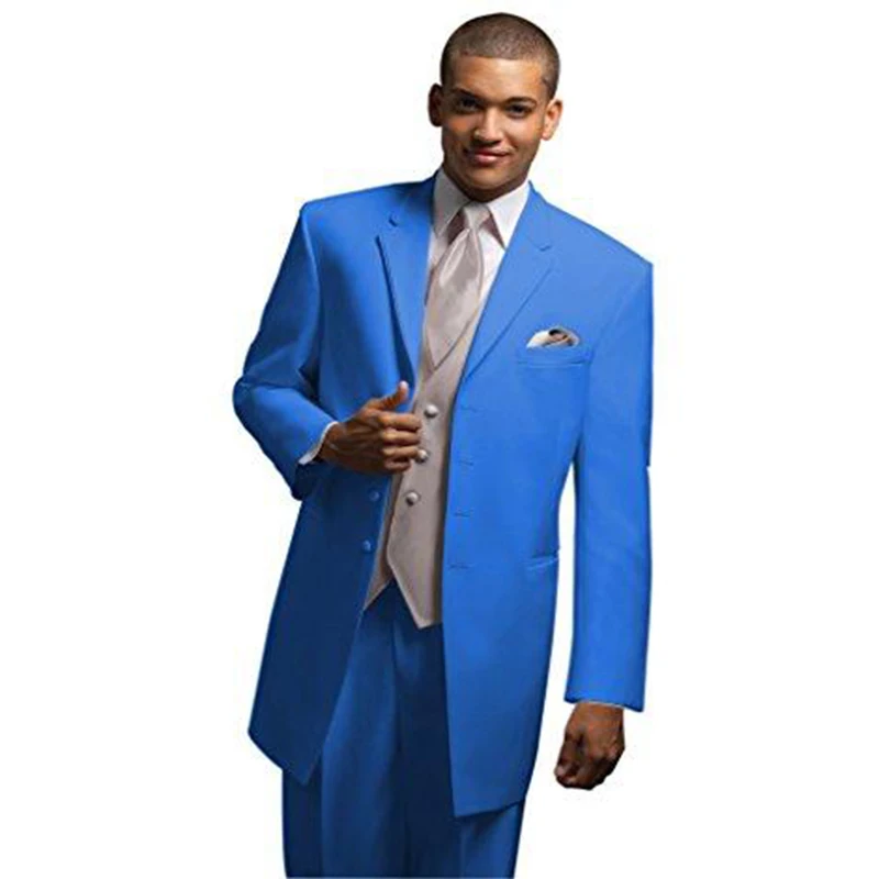 Four Buttons Groomsmen Tuxedos Three Pieces Men Suits Fits Groom Best Man For Wedding Dress Prom Dinner Dress(Jacket+Pants+Vest)