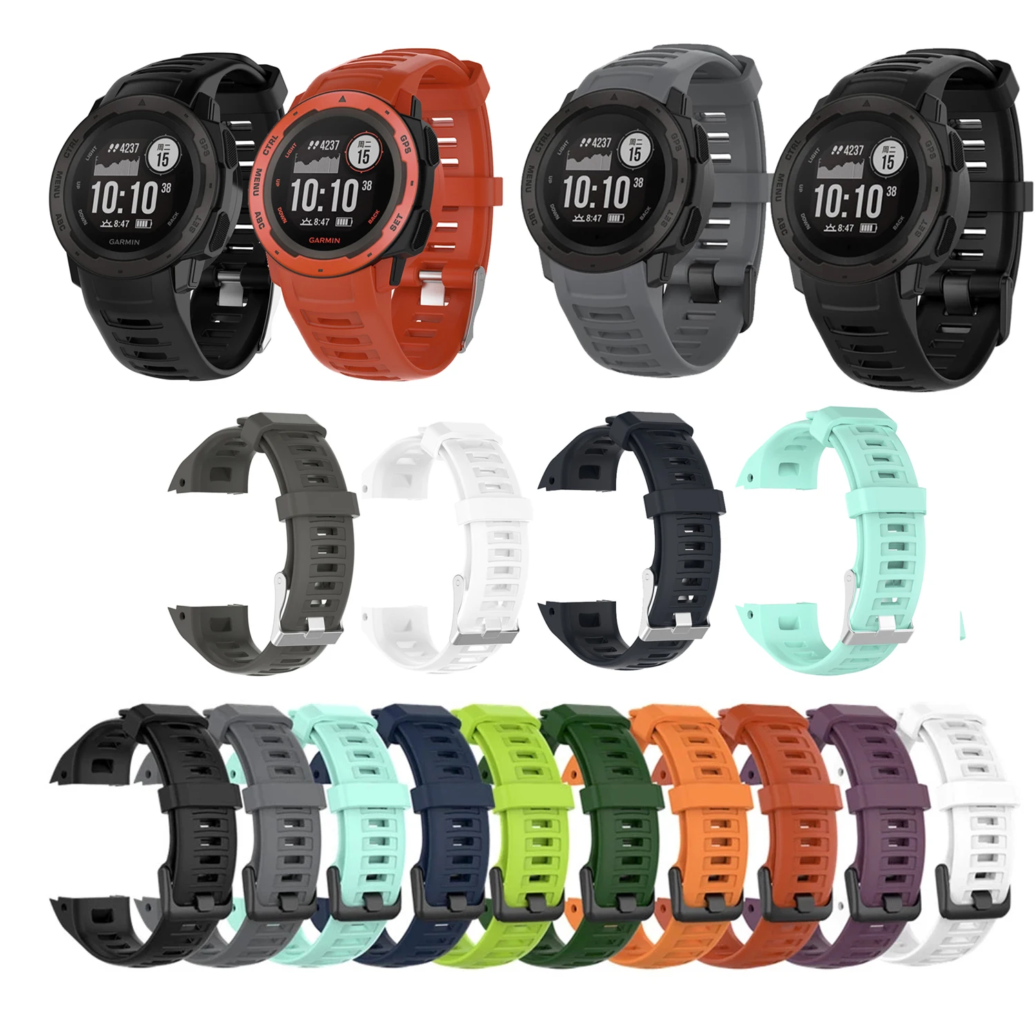 

Silicone Silicone Watch Band Strap for Garmin Instinct Case TPU Soft Cover Screen Protector Shell