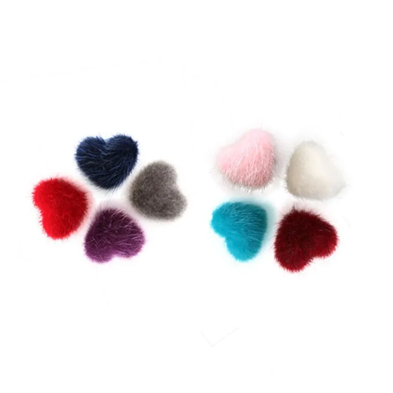 30Pcs Love Heart Pompon Ball Patch Women DIY Earrings Jewelry Making Crafts Material Multicolor Clothing Decoration Supplies