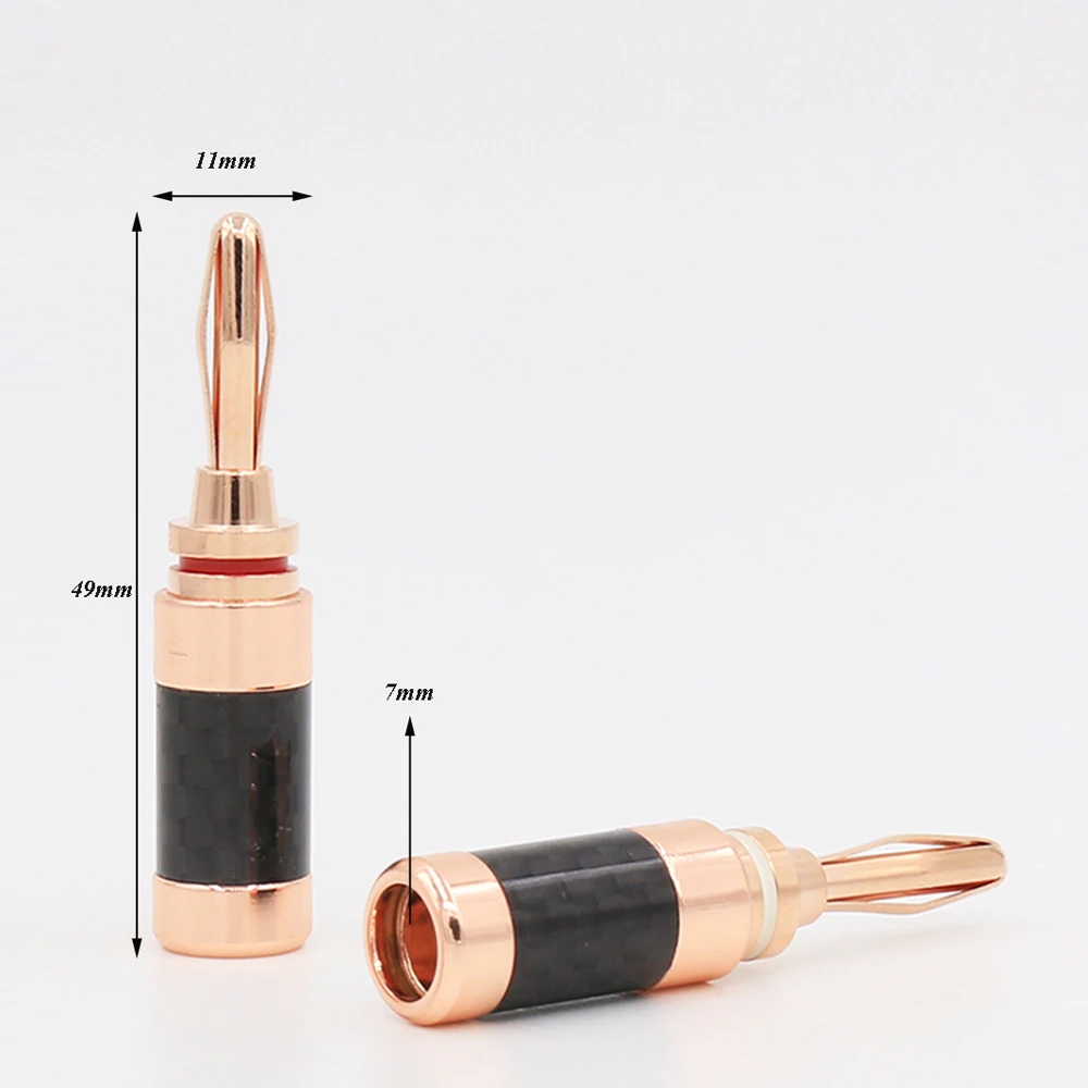 4Pcs BA1435 Carbon Fiber Rose Gold Plated Banana Connector For Speaker Cable