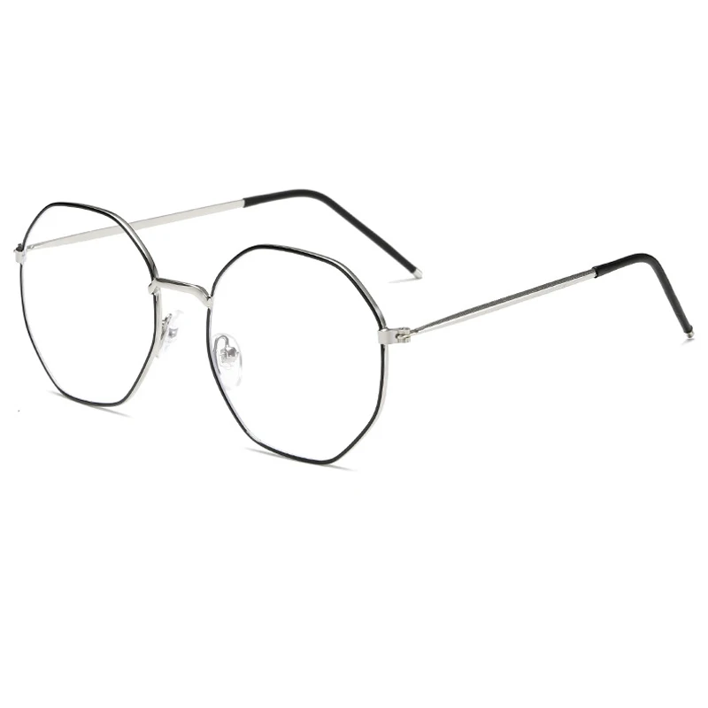 Elbru Anti-blue Light Metal Eyeglasses Frame Women Men Clear Lens Glasses Fake Glasses Irregular Optical Glasses Frame