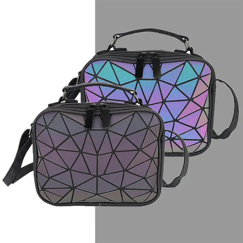 Women Laser Luminous Holographic Handbags Crossbody Bags for Women 2020 Shoulder Bag Geometric Plaid Hologram Small Square Bags