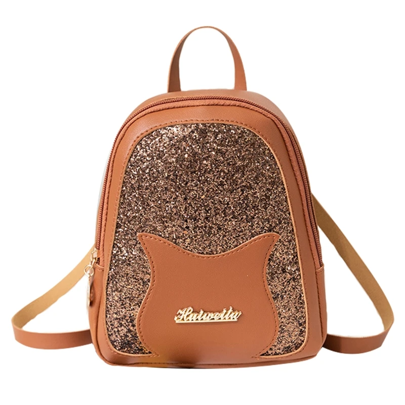 066F Girl\'s Small Backpack Fashion Sequin Shoulder Bag Women Multi-Function Anti-theft Rucksack Mini Dayack for Teenage