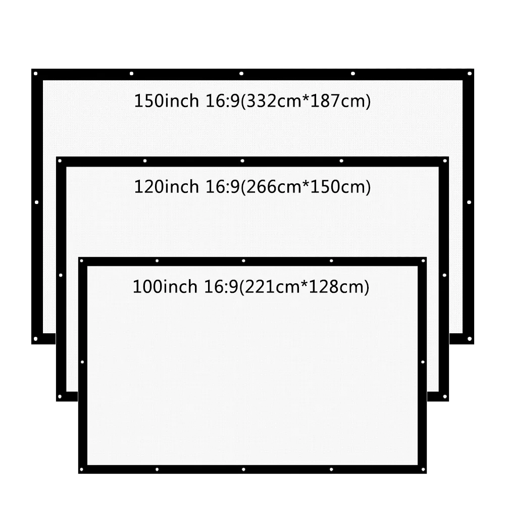 ThundeaL 16:9 100 120 150 Inch Projection Projector Screen Canvas White Curtain Screen 3D Film Portable Wall Mounted Projecting