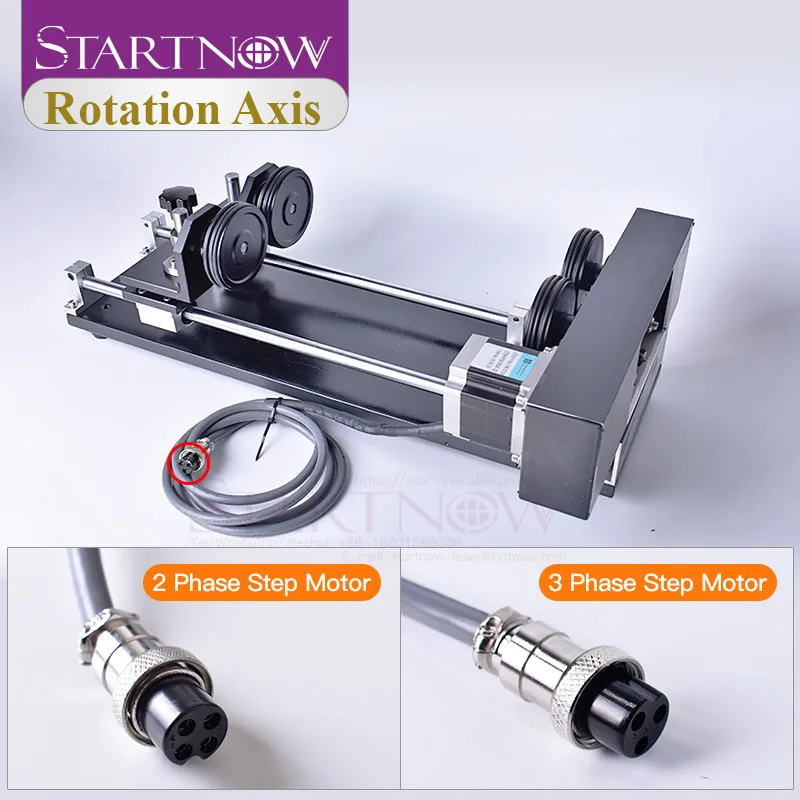 Startnow Axis Rotate 2 Phase Engraving Module With Wheels Rollers Stepper Motor For CO2 Laser Engrave Cutter Machine Parts